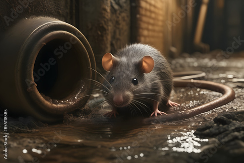 residential spaces, like basements or pipes, infested by rats. This background image is ideal for the concept of pest control and rodent removal, highlighting the need for effective solutions