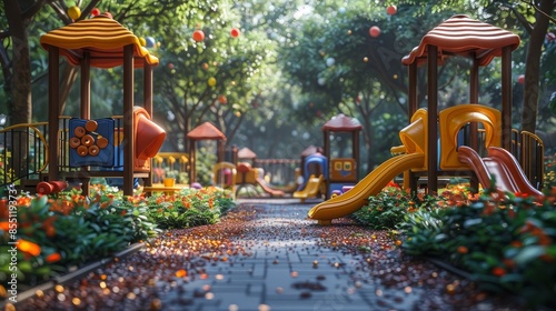 Playground on yard in the park 