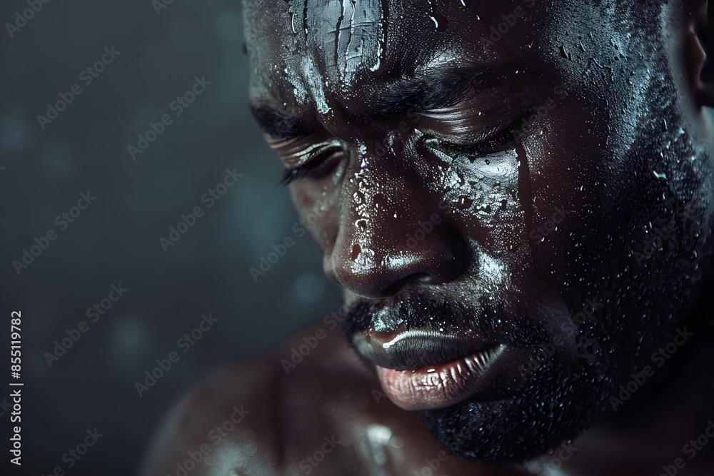 Obraz premium Sad black man crying