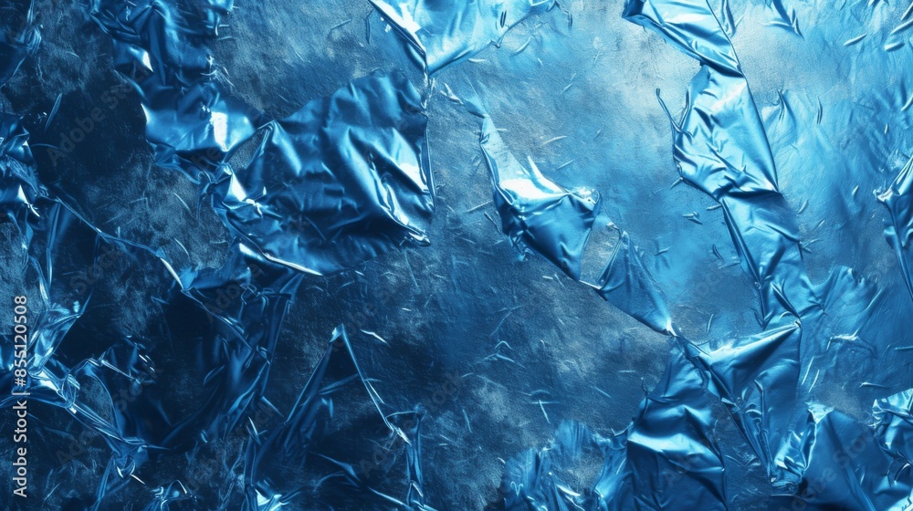 High-quality blue foil texture with a glass effect High-quality blue foil texture with a glass effect