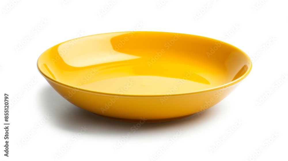 Yellow empty plate isolated on a white background Yellow empty plate isolated on a white background