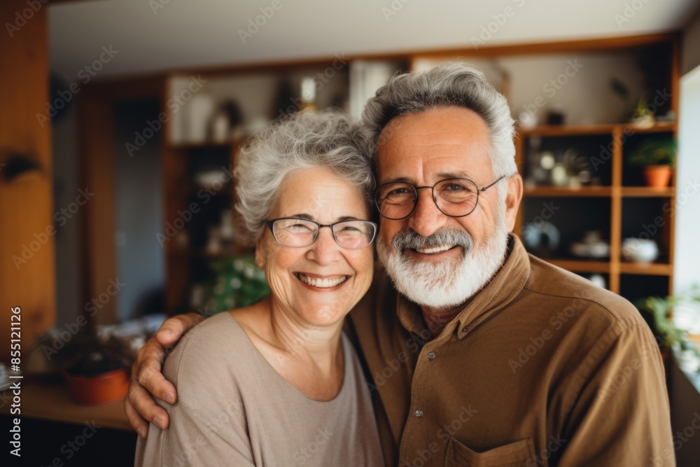 Portrait of a smiling senior couple in their home Portrait of a smiling senior couple in their home