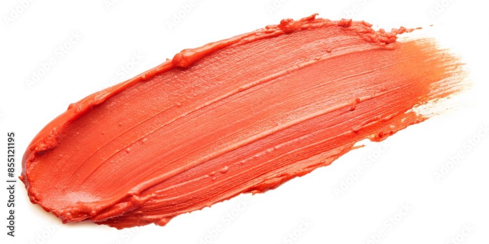Closeup Of A Smudge Of Red Lipstick Isolated On A White Background. Closeup Of A Smudge Of Red Lipstick Isolated On A White Background.