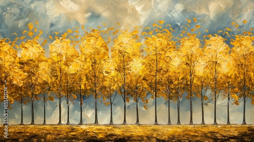 golden tree, oil painting illustration
