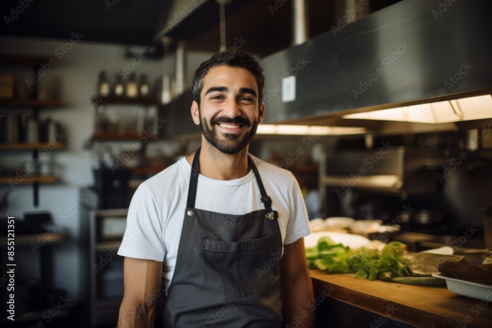 Portrait of a smiling male chef in professional kitchen Portrait of a smiling male chef in professional kitchen
