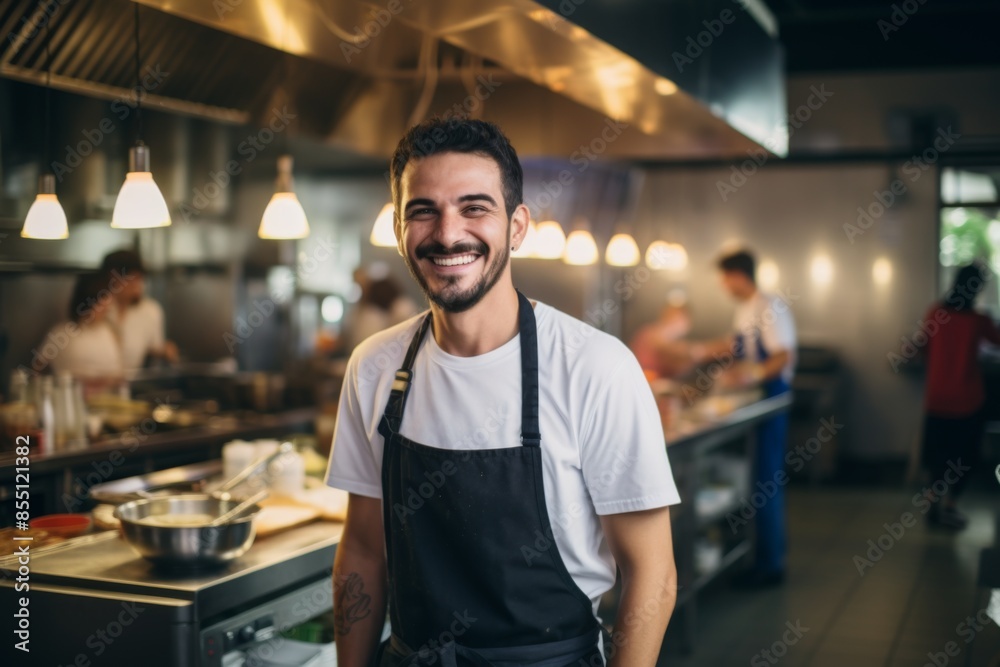 Portrait of a smiling male chef in professional kitchen Portrait of a smiling male chef in professional kitchen