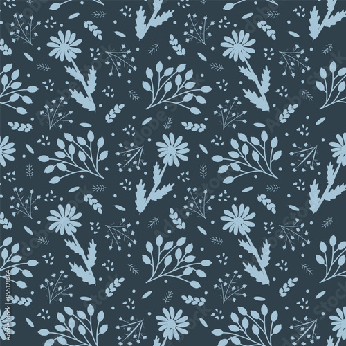 Seamless pattern with monotonous colors. Design for fabric, packaging, wallpaper, prints on a blue background.