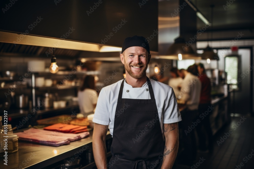 Portrait of a smiling male chef in professional kitchen Portrait of a smiling male chef in professional kitchen
