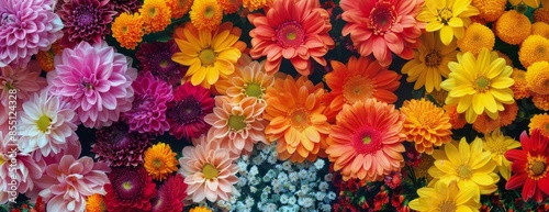 Closeup of Colorful Gerbera Daisies in Full Bloom