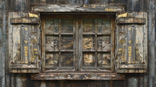 Weathered wooden shuttered window