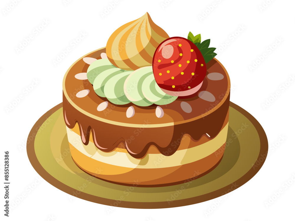 A detailed illustration of a delicious dessert with realistic textures and shadows. Generative AI.
A detailed illustration of a delicious dessert with realistic textures and shadows. Generative AI.
