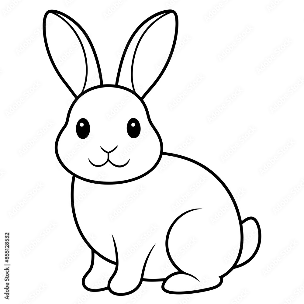 Obraz premium Cute little bunny/Rabbit line art Vector Illustration.
