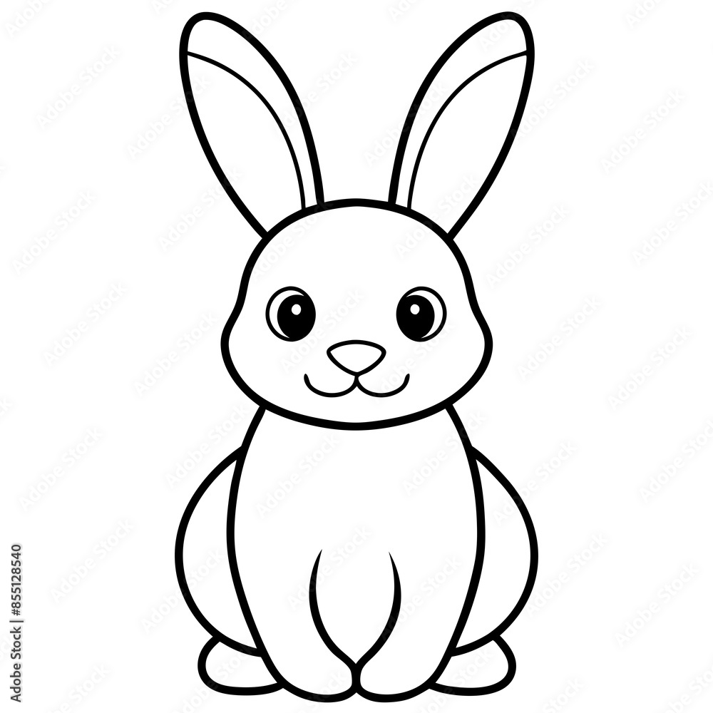 Fototapeta premium Cute little bunny/Rabbit line art Vector Illustration.