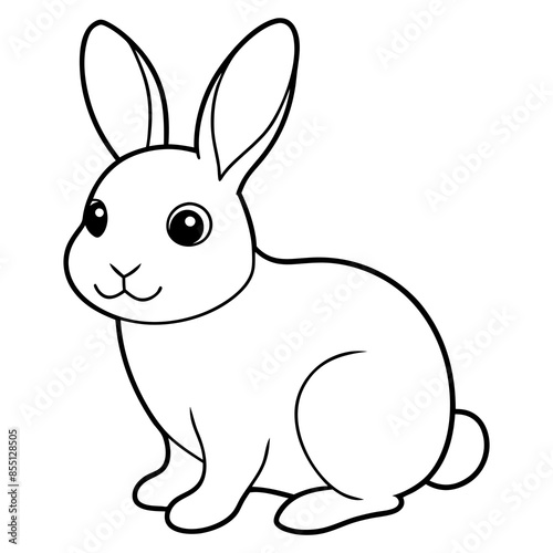 Cute little bunny/Rabbit line art Vector Illustration.