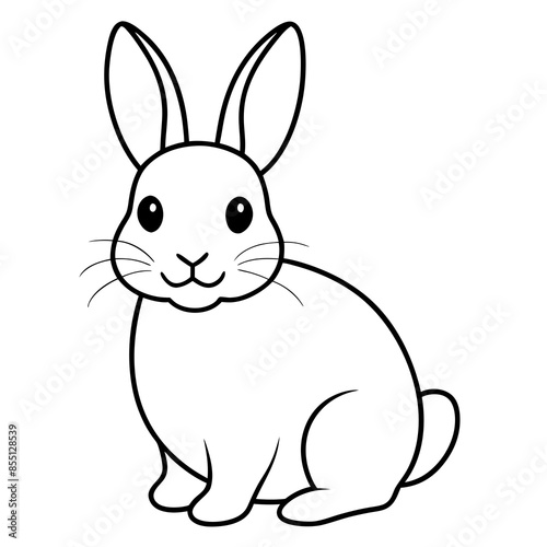 Cute little bunny/Rabbit line art Vector Illustration.