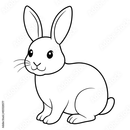 Cute little bunny/Rabbit line art Vector Illustration.