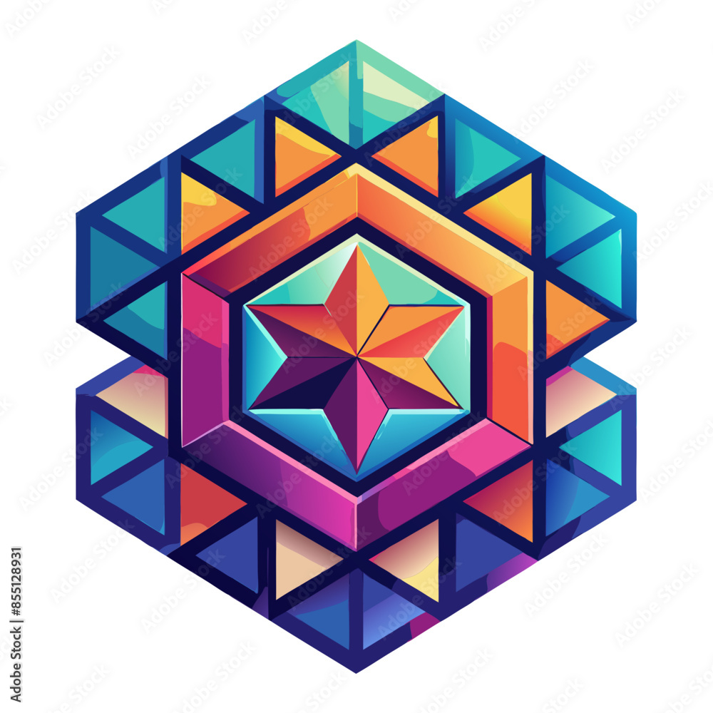A kaleidoscope of vibrant, interlocking geometric shapes in a neon color palette. Generative AI.
A kaleidoscope of vibrant, interlocking geometric shapes in a neon color palette. Generative AI.