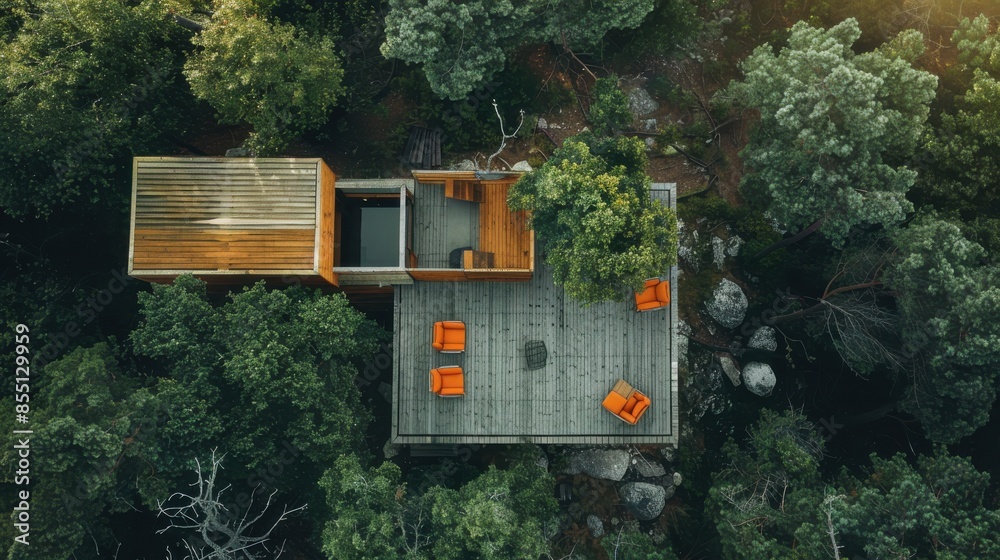 Timber cladding on a rustic cabin, blending with natural surroundings ...