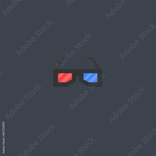 Movie Film Glasses For 3D Icon Flat Design Vector Isolated Cinema Weekend Movie Night
