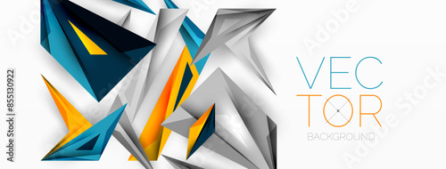 Minimal geometric abstract background. Low poly dynamic triangle design. Trendy techno business template for wallpaper, banner, background or landing