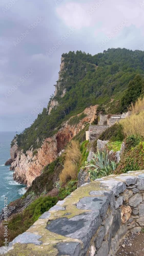 A beautiful view of an old fortress in Portovenere, Italy.
