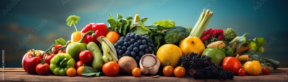 Fresh, organic vegetables and fruits in the basket Fresh, organic vegetables and fruits in the basket