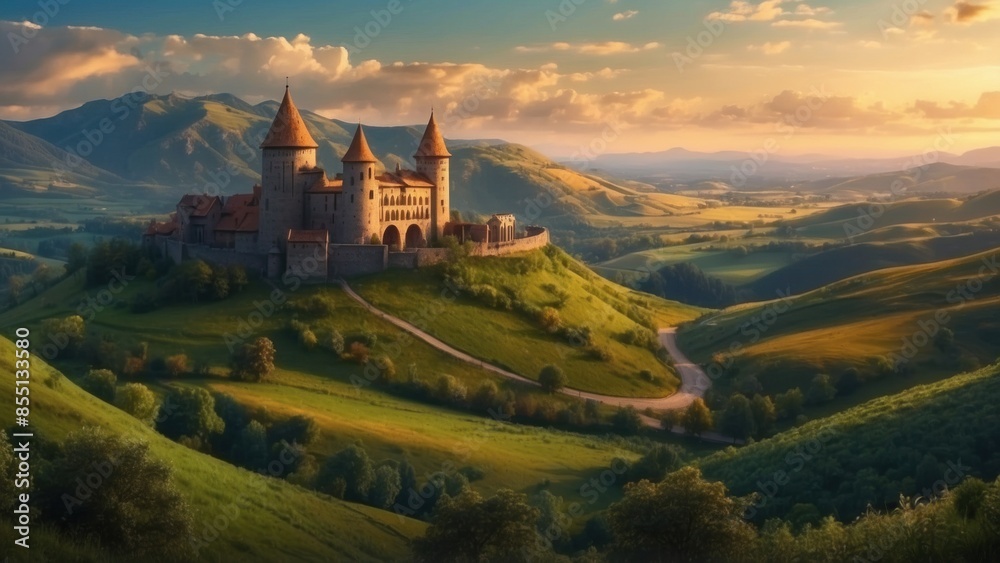 Fantasy game art old castle Fantasy game art old castle