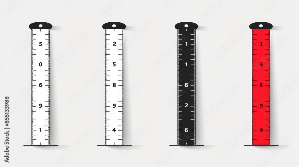 Additional Rulers Vector illustration of multiple rulers on a gray background, simple ...