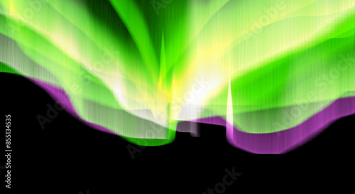 greenl northern light in black background. photo