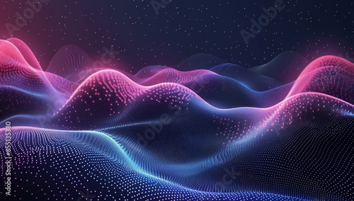Abstract Digital Landscape With Pink And Blue Glow