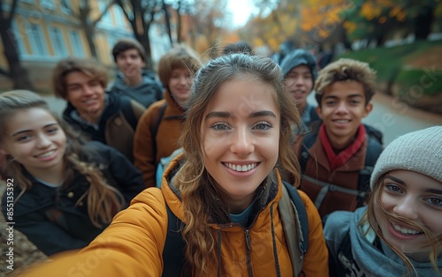 Young woman with friends in the park