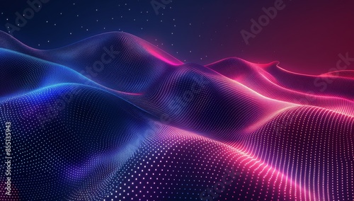 Abstract Digital Landscape With Pink And Blue Glow