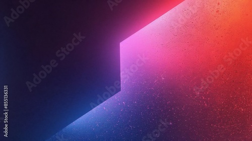 red purple orange blue brown orange abstract background. Geometric shape. Color gradient. 3d effect. Noise rough grungy grain. Neon light metallic. Design. Template. Web banner. Wide. Panoramic.