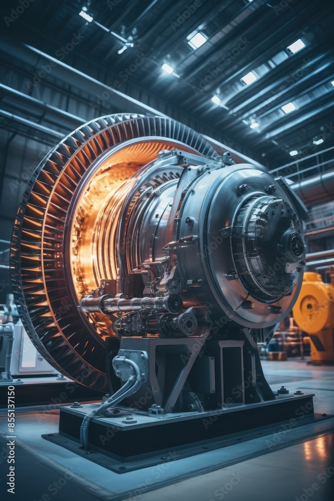 Fototapeta premium Futuristic industrial gas turbine engine