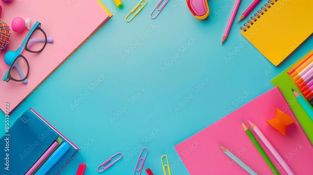top view colourful educational background with copy space top view colourful educational background with copy space