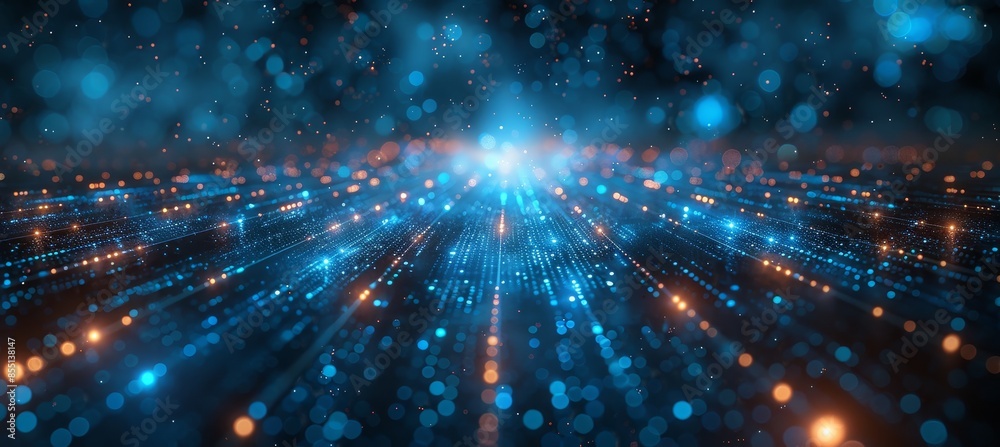 Fototapeta premium Futuristic Technology Grid Lines with Blue Glow on Dark Background