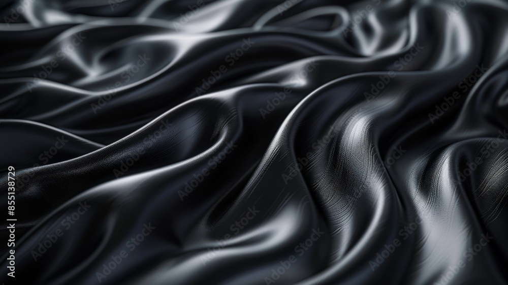 Luxurious close-up view of smooth, shiny, black satin fabric with elegant flowing curves, perfect for fashion and interior design inspirationblack satin Luxurious close-up view of smooth, shiny, black satin fabric with elegant flowing curves, perfect for fashion and interior design inspirationblack satin