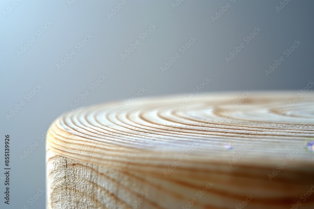 Close-up of smooth wooden surface with visible growth rings and natural textures creating a minimalist and serene aestheticWood grain