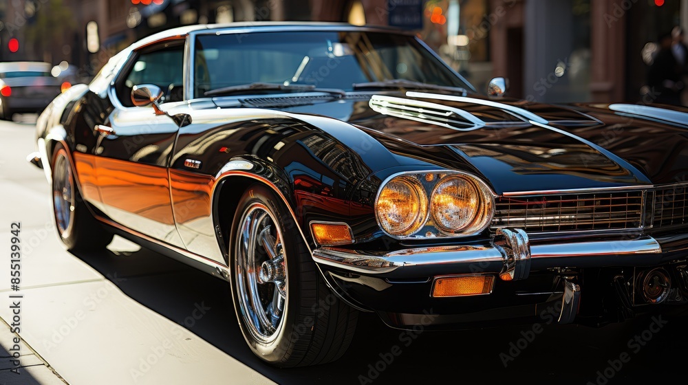 Obraz premium Chrome-plated surface gleaming in sunlight