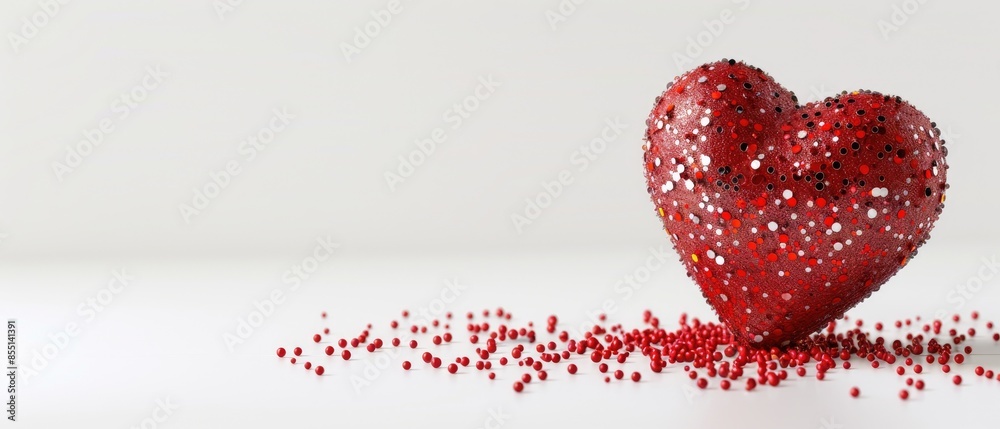 Floating 3D heart with sparkles and clear copyspace Floating 3D heart with sparkles and clear copyspace