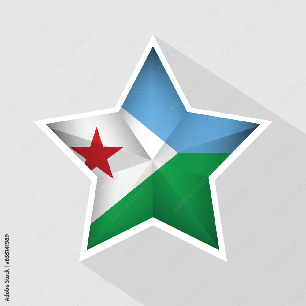 Djibouti Flag Star Shape Icon Djibouti Flag Star Shape Icon