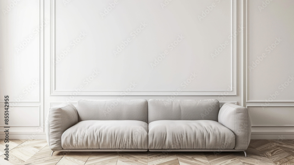 Minimalistic white couch in a white room Minimalistic white couch in a white room