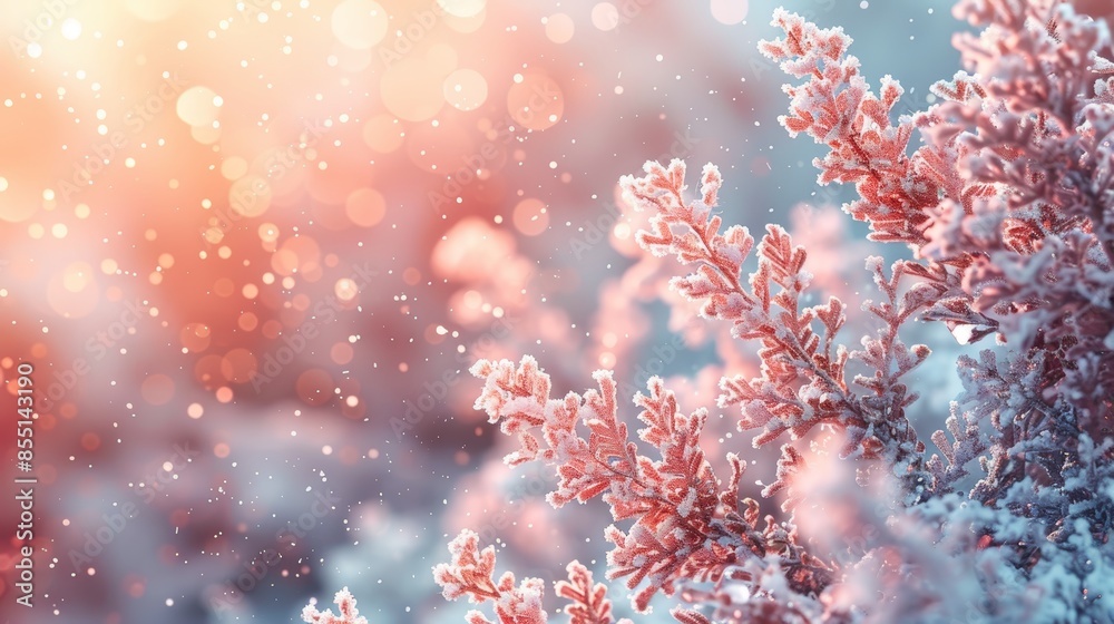 A close-up of a frost-covered branch with a soft, sun-drenched background. The image evokes a sense of winter serenity and peace. A close-up of a frost-covered branch with a soft, sun-drenched background. The image evokes a sense of winter serenity and peace.