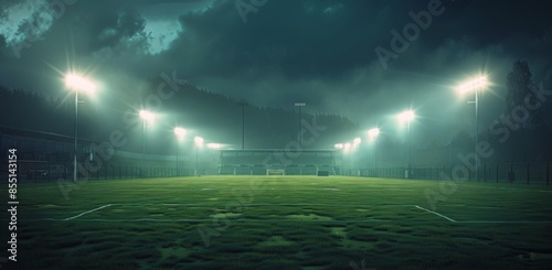 Futuristic Stadium Under a Cloudy Night Sky © olegganko