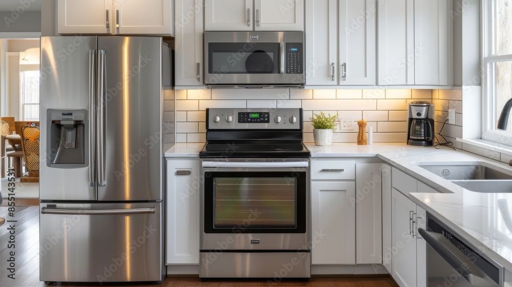 Fototapeta premium Modern kitchen with clean lines and bright decor