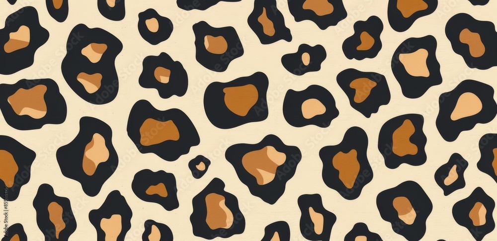 Leopard Print Pattern With Brown, Tan, and Black Spots on a Cream Background Leopard Print Pattern With Brown, Tan, and Black Spots on a Cream Background