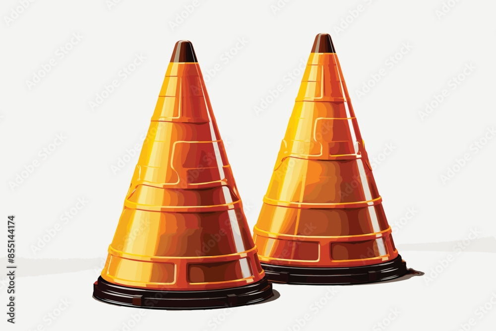 Traffic cones isolated white background vector and illustration Traffic cones isolated white background vector and illustration