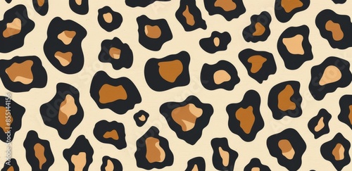 Leopard Print Pattern With Brown, Tan, and Black Spots on a Cream Background