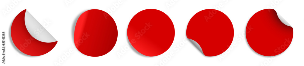 red circular stickers plain tags vector art offer