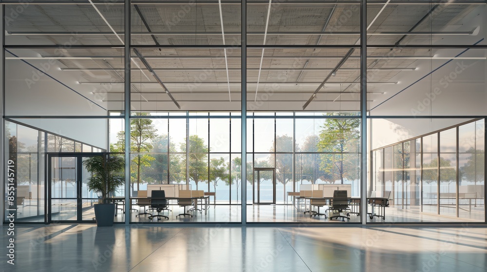 Energyefficient glazing in a contemporary office, reducing energy consumption, front view, highlighting advanced window technology, advanced tone, vivid Energyefficient glazing in a contemporary office, reducing energy consumption, front view, highlighting advanced window technology, advanced tone, vivid